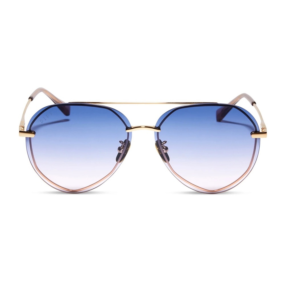 DIFF Eyewear gold and lavender rose gradient sunglasses